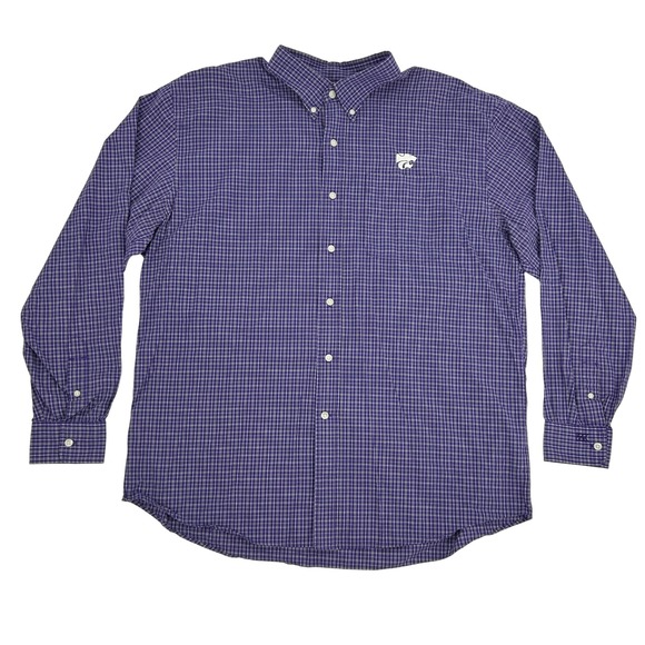Cutter & Buck Kansas State Wildcats Shirt Men's XXL Purple Plaid Button Down - Picture 1 of 9